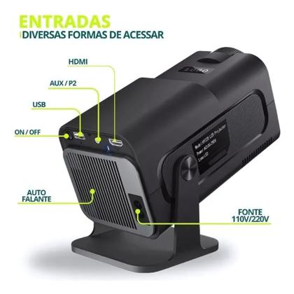Imagem de Projetor Smart Tv 4k Full HD 1080 Hdmi 180” Polegadas Espelhamento Celular Android 11.0 Bluetooth e