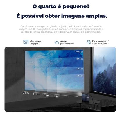 Imagem de Projetor Wanbo T2 Max Smart Android Nova Versão 450 Ansi Fullhd 4k Bluetooth Wifi Led lcd Bivolt
