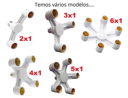Imagem de Prolongador Adaptador Extensor Bocal Lâmpada E27 - 2 Lâmpadas - 2x1 - 2 em 1 - Duplo