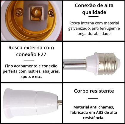 Imagem de Prolongador Extensor Adaptador Bocal Lâmpada E27 - 140mm