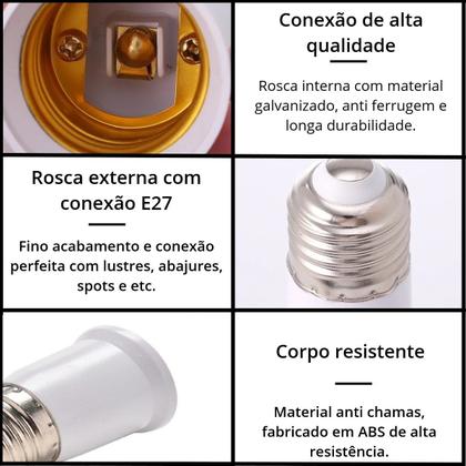 Imagem de Prolongador Extensor Adaptador Bocal Soquete Lâmpada E27 - 65mm