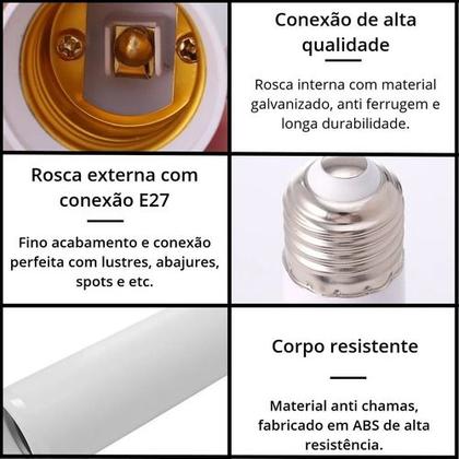 Imagem de Prolongador Extensor Adaptador Bocal Soquete Lâmpada E27 - 80mm