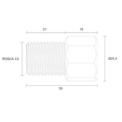 Imagem de Prolongador Médio 21 mm Blukit para Torneiras com Rosca de 1/2  171602 