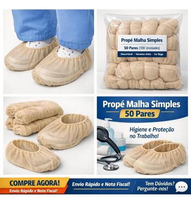 Imagem de Propé Protetor de Sapato Sapatilha de Malha Simples 50 Pares Tamanho Único