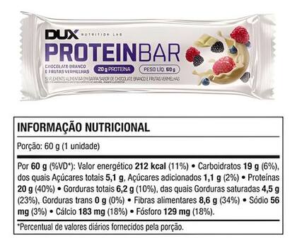 Imagem de Protein Bar Chocolate Branco Frutas Vermelhas Dux 60g Caixa 12 Unidades