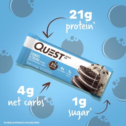 Imagem de Protein Bars Quest Nutrition Biscoitos e Creme 21g 4g 1g 4C