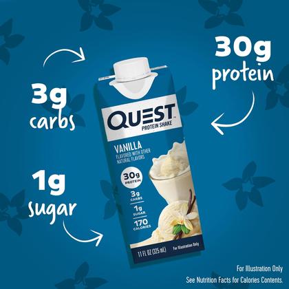 Imagem de Protein Shake Quest Nutrition Baunilha 30g Proteína 330 ml x12