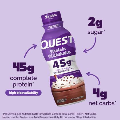 Imagem de Protein Shake Quest Nutrition Chocolate 14 onças 45g de proteína