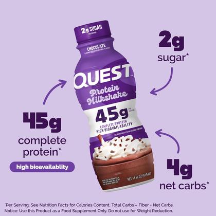 Imagem de Protein Shake Quest Nutrition Chocolate 45g Proteína 4x414ml
