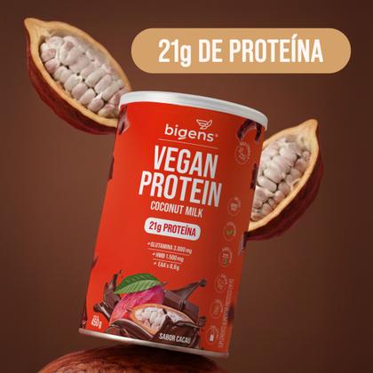 Imagem de Proteína Vegana com Leite de Coco Sabor Chocolate  21g de Proteína Glutamina  Sem Lactose  Livre de Glúten  Bigens 450g