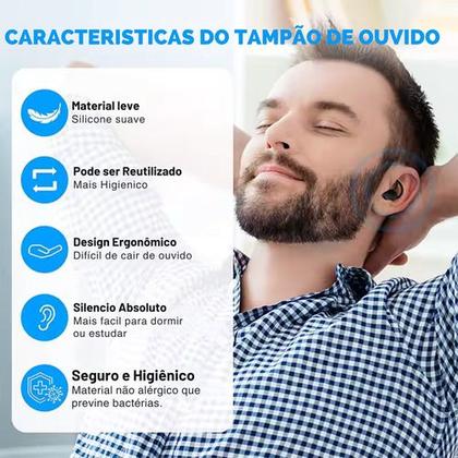 Imagem de Protetor Auricular Tampão Ouvido Antirúido Abafador 3 Camadas Dormir Meditação Concentração Natação