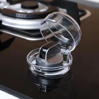Imagem de Protetor Botão de Fogão á Gás Tampa CookTop Forno Cozinha Trava de Segurança Transparente Proteção Criança Bebês Acessório Resistente Durável