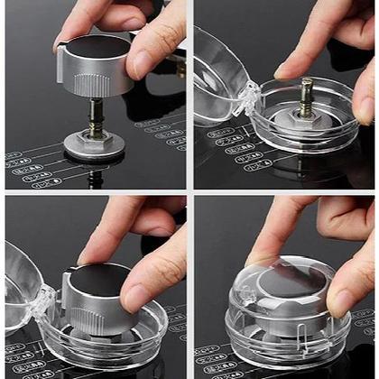 Imagem de Protetor Botão de Fogão á Gás Tampa CookTop Forno Cozinha Trava de Segurança Transparente Proteção Criança Bebês Acessório Resistente Durável