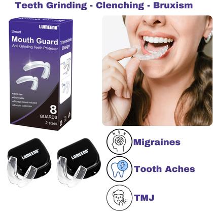 Imagem de Protetor bucal Lumeeno para triturar dentes, pacote com 8 unidades com 2 estojos