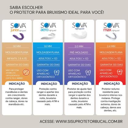 Imagem de Protetor Bucal noturno placa bruxismo SOVA Aero com estojo