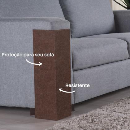 Imagem de Protetor Canto Sofá e Cama Box AntiArranhão MDF com Carpete Kit 2 Chocolate