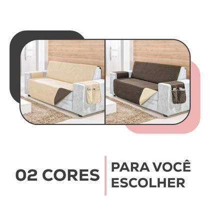 Imagem de Protetor Capa De Sofá 04 Lugares Retrátil Impermeável Dupla face King Reclinavel Premium Bolso Lateral