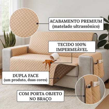 Imagem de Protetor Capa De Sofá 04 Lugares Retrátil Impermeável Dupla face King Reclinavel Premium Bolso Lateral