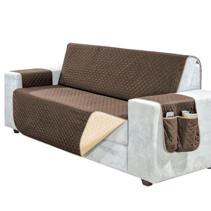 Imagem de Protetor Capa De Sofá 04 Lugares Retrátil Impermeável Dupla face King Reclinavel Premium Bolso Lateral