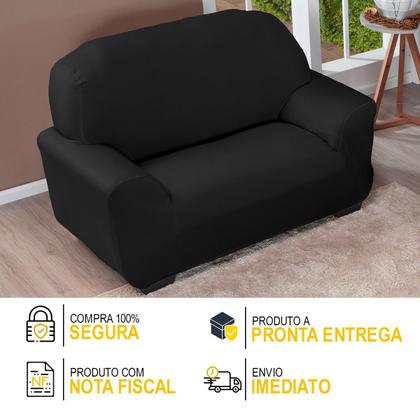 Imagem de Protetor Capa De Sofá Lisa Avulsa 2 Lugares Preto