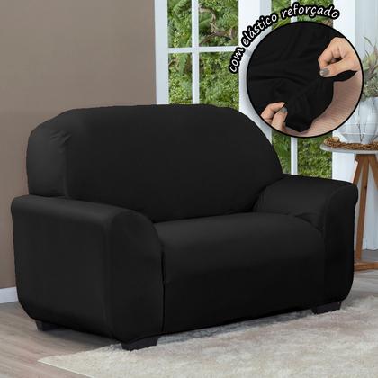 Imagem de Protetor Capa De Sofá Lisa Avulsa 2 Lugares Preto
