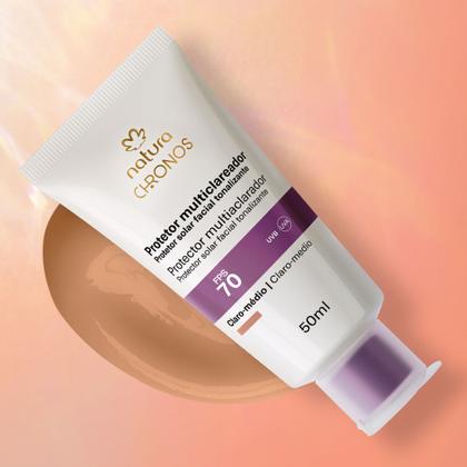 Imagem de Protetor Clareador FPS 70 Chronos Derma 50 ml claro médio