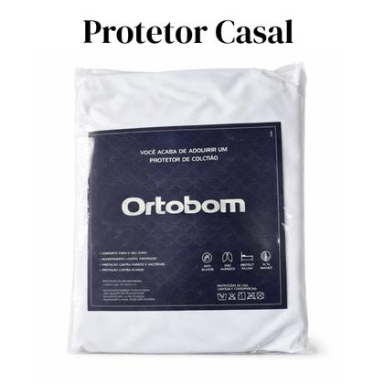 Imagem de Protetor Colchão Casal Liso Impermeável 138x188 Ortobom Cor Branco