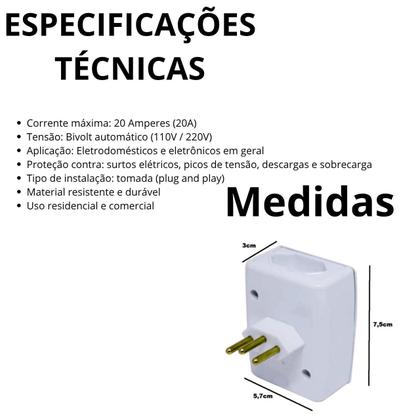 Imagem de Protetor De 20 Ampéres Anti Raio Surtos E Picos Para Eletro Em Geral Bivolt