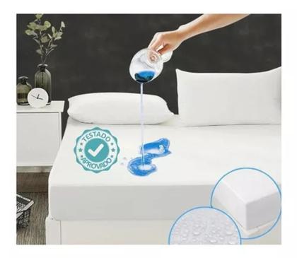 Imagem de Protetor de Colchão Casal Impermeável Malha Gel - Branco - 140x190x50cm - Castor