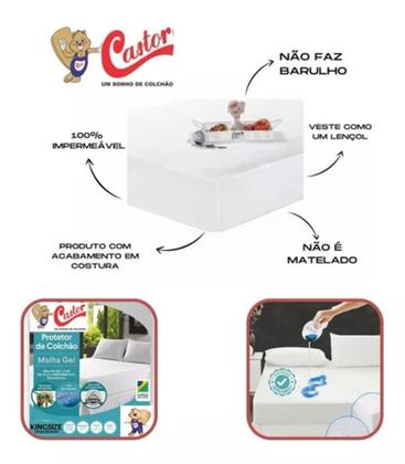 Imagem de Protetor de Colchão Casal Impermeável Malha Gel - Branco - 140x190x50cm - Castor