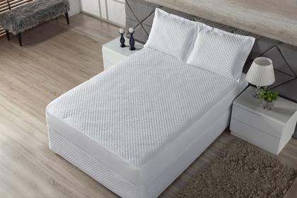 Imagem de Protetor de Colchão Casal Padrão  Matelado e Impermeável com Elástico Branco