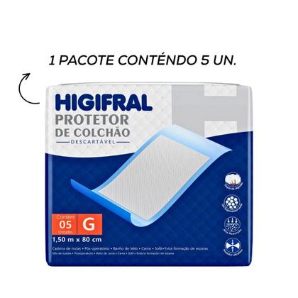 Imagem de Protetor de Colchão Descartável Higifral G-5 unidades