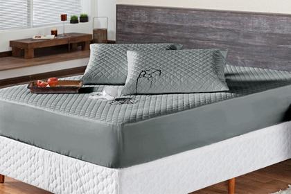 Imagem de Protetor de Colchão Impermeável Matelado Branco para Cama Casal Box Microfibra  Envio Imediato