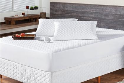 Imagem de Protetor de Colchão Impermeável Matelado Branco para Cama Casal Box Microfibra  Envio Imediato