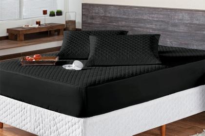 Imagem de Protetor de Colchão Impermeável Matelado Branco para Cama Casal Box Microfibra  Envio Imediato