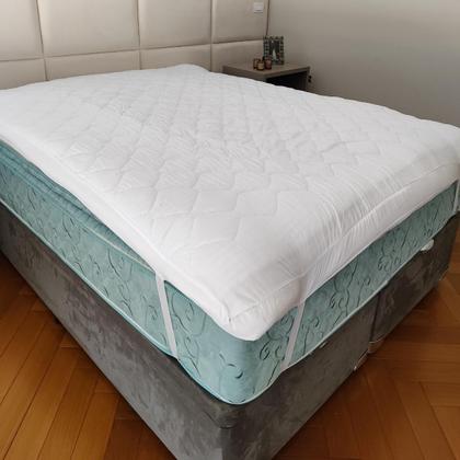 Imagem de Protetor de Colchão Pillow Top Fibra Siliconizada e Com Toque de Pluma Super Macio Hipoalêrgenico Toque Aveludado Casal