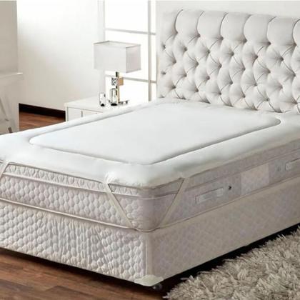 Imagem de Protetor de Colchão Pillow Top Fibra Siliconizada e Com Toque de Pluma Super Macio Hipoalêrgenico Toque Aveludado Casal