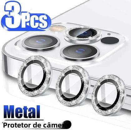Imagem de Protetor de Lente de Câmera para iPhone 11/12/13/14/15 - Kit com 3 Peças