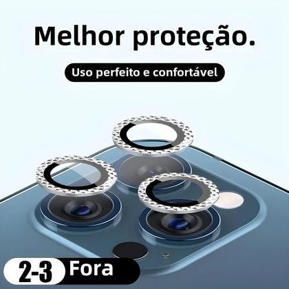 Imagem de Protetor de Lente de Câmera para iPhone 11/12/13/14/15 - Kit com 3 Peças