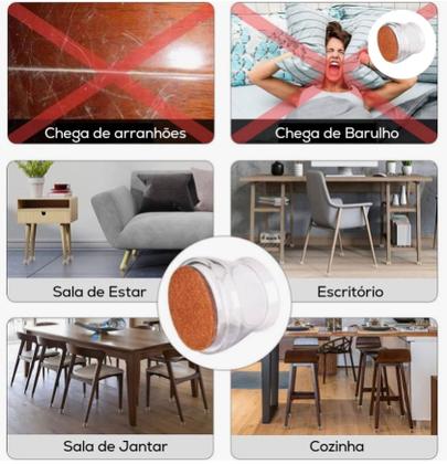 Imagem de Protetor De Pé De Cadeira E Mesa Em Silicone Kit 4 Un. Maior