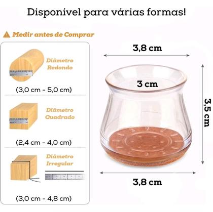Imagem de Protetor De Pé De Cadeira E Mesa Em Silicone Kit 4 Un. Maior