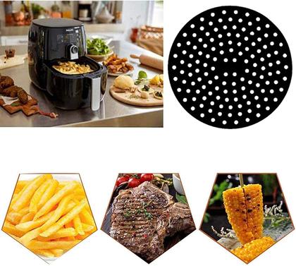 Imagem de Protetor de Silicone Fritadeira Air Fryer Tapete Silicone Universal Antiaderente 20 CM Redondo Preto