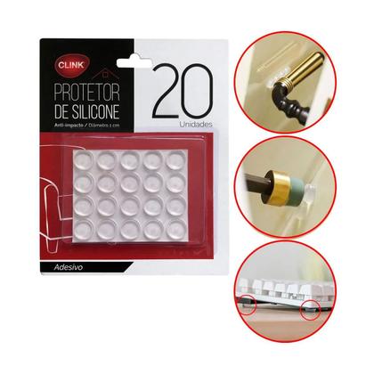 Imagem de Protetor de Silicone Redondo 20pçs pingo 1CM  anti-impacto
