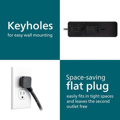 Imagem de Protetor de sobretensão Philips SPP3983B/37 9-Outlet 2400J com USB