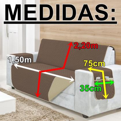 Imagem de Protetor De Sofá 3 Lugares Dupla-face Com Porta Objetos no Braço