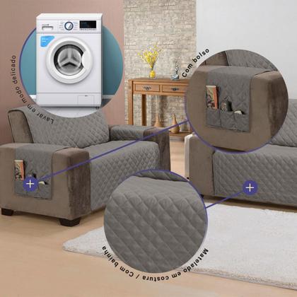 Imagem de Protetor de Sofá Classic 2 Lugares Padrão Cinza