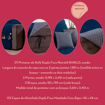 Imagem de Protetor de Sofá Retrátil Com Capas de Amofada - 400 Fios