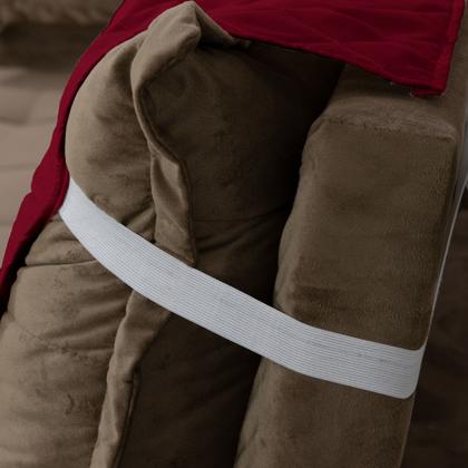 Imagem de Protetor de sofá retrátil de dois lugares com porta copos de madeira e bolso lateral 1,80m