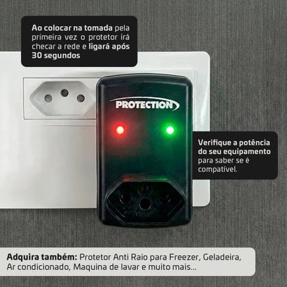 Imagem de Protetor de Surtos de Energia Anti Raio Para Eletrônicos TV PC e Videogame Protection