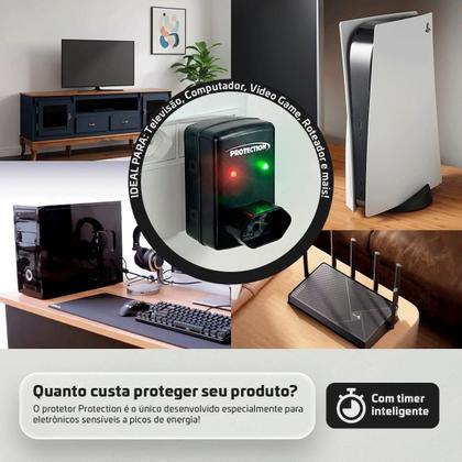 Imagem de Protetor de Surtos de Energia Anti Raio Para Eletrônicos TV PC e Videogame Protection